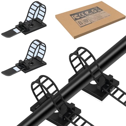 SZFUDIGO Adjustable Adhesive Cable Management Clips 50Pcs, Large self Adhesive Cable Ties Clips ，Suitable for Cable Management Under desks and on Walls(Black) - Image 1