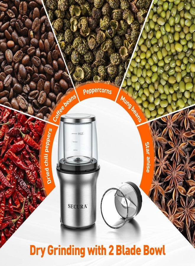 سيكورا مطحنة قهوة كهربائية من سيكورا، مطحنة توابل، وعاءان زجاجيان مزدوجان للطحن الرطب والجاف - Image 3