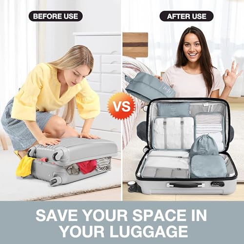 POPCUBE 12 Pcs Travel Organizer Pouch Packing Cubes for Clothes Space Savers Bags Cosmetics/Underwear/Socks/Shoes Toiletry Bag Laundry Organiser (Grey, 12 Pack) - Image 4