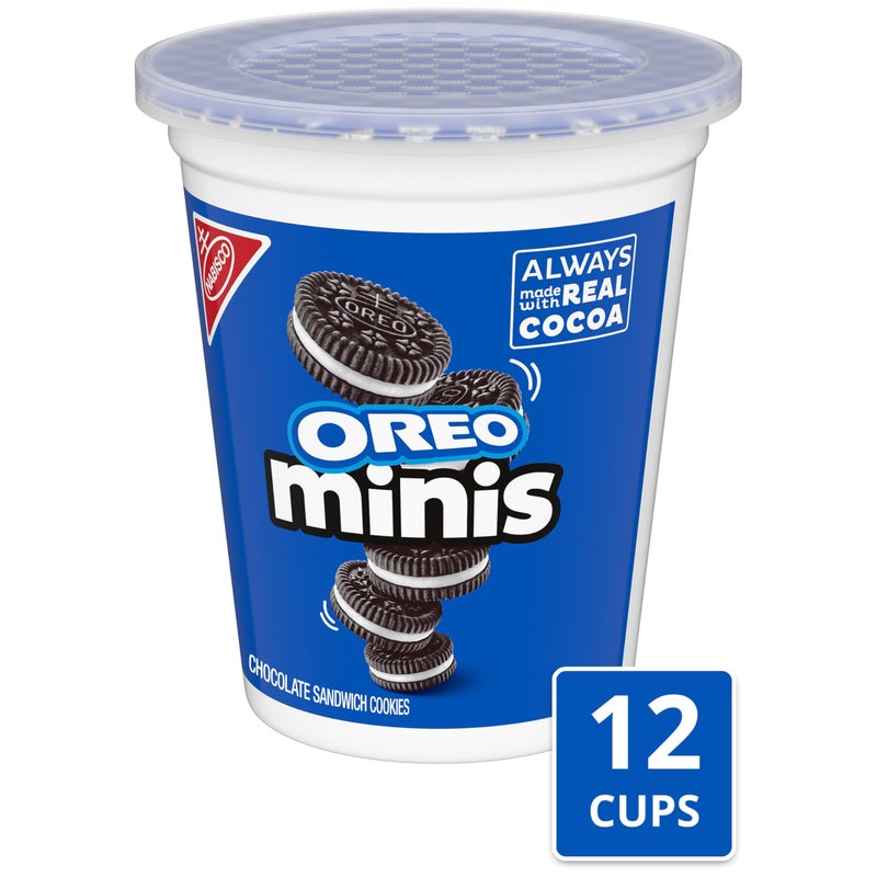 OREO Minis Chocolate Sandwich Cookies, 12 - 3.5 oz Snack Cups - Image 2
