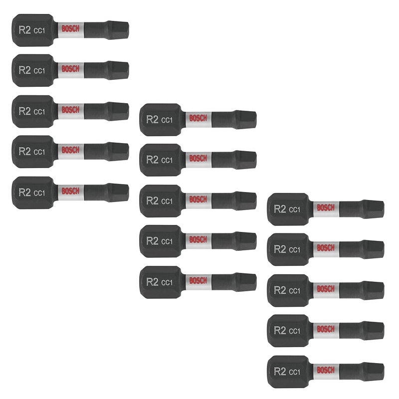 BOSCH ITDSQ2115 15 Count (Pack of 1) 1 In. Driven Square #2 Impact Tough Screwdriving Insert Bits - Image 1