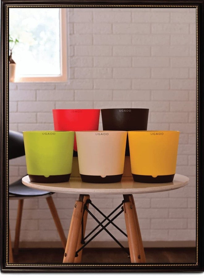 UGAOO Self Watering Pots Planter for Plants - 7.5 Inch, Round, Set of 5 Multicolour - Image 2