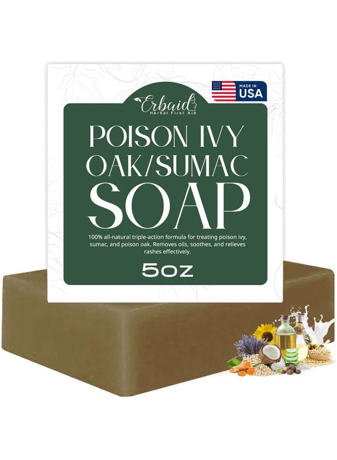 Erbaid Poison Ivy Soap Bar – All Natural Poison Ivy Treatment – Anti-Itch Skin Cleanser Wash for Poison Ivy, Poison Oak & Sumac – Removes Oils, Soothes & Relieves Rashes – 5oz Jewelweed Soap Made in USA - Image 1