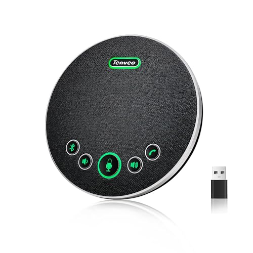 Tenveo Conference Speaker Microphone, Bluetooth/Dongle/USB Connectivity, 4 AI Noise Mics and 360° Sound Pickup,Compatible with Zoom, Teams, OBS, Supports 10-12 People for 8 Hours of Talk Time - Image 1