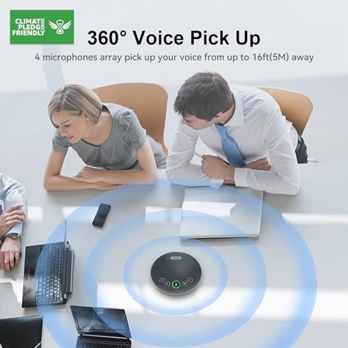 Tenveo Conference Speaker Microphone, Bluetooth/Dongle/USB Connectivity, 4 AI Noise Mics and 360° Sound Pickup,Compatible with Zoom, Teams, OBS, Supports 10-12 People for 8 Hours of Talk Time - Image 2