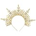 Fantherin Mary Halo Crown Headband Spiked Zip Tie Halo Crown Sunburst Goddess Headpiece with Crystal Style-4-Gold - Image 2