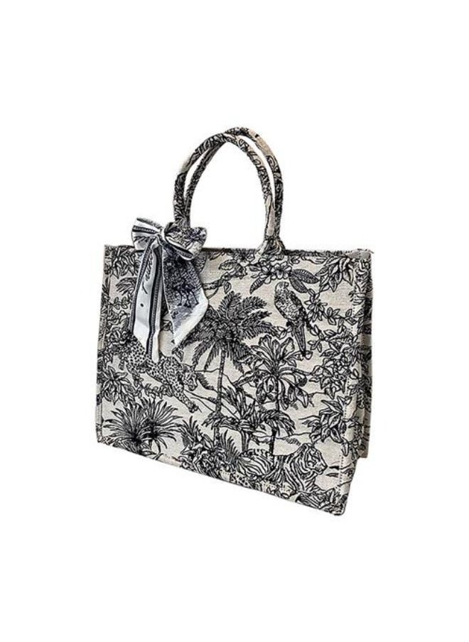 Rup Art Big Capacity Women Bolsa Scarves Handle Forest Animal Prints Canvas Tote Bags  - Image 1