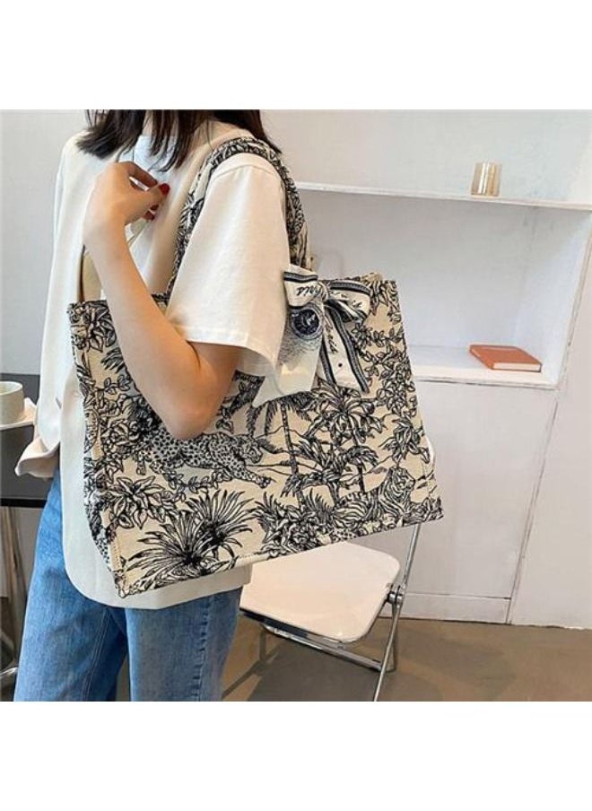 Rup Art Big Capacity Women Bolsa Scarves Handle Forest Animal Prints Canvas Tote Bags  - Image 4