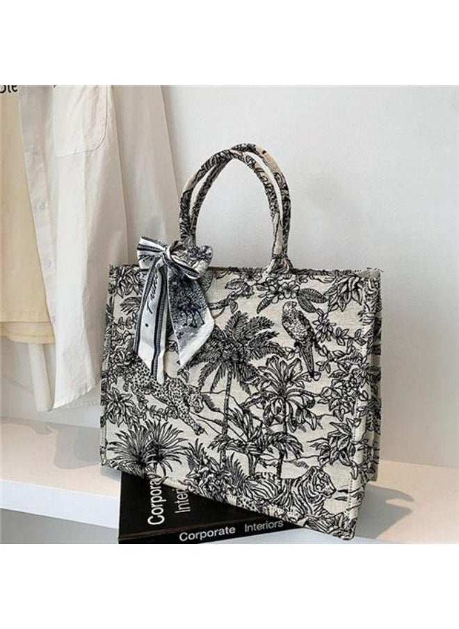Rup Art Big Capacity Women Bolsa Scarves Handle Forest Animal Prints Canvas Tote Bags  - Image 3