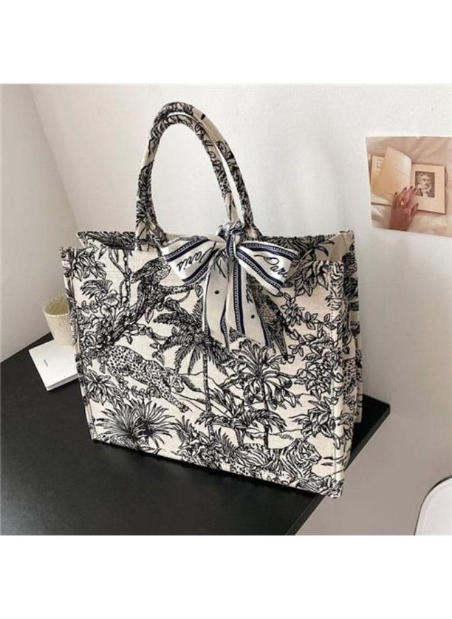 Rup Art Big Capacity Women Bolsa Scarves Handle Forest Animal Prints Canvas Tote Bags  - Image 2