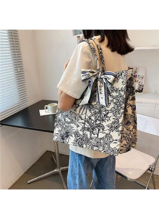 Rup Art Big Capacity Women Bolsa Scarves Handle Forest Animal Prints Canvas Tote Bags  - Image 5