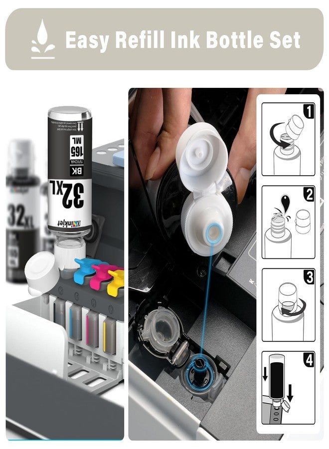Osinkjet 32XL Black Ink Bottle Compatible for HP Smart Tank 7602 5101 6001 7301 651 551 5000 580 Printer, 32 XL Ink Bottle Set for Smart Tank Plus 570 578 590 Ink Refill 2-Pack 165ml,1VV24AN - Image 4