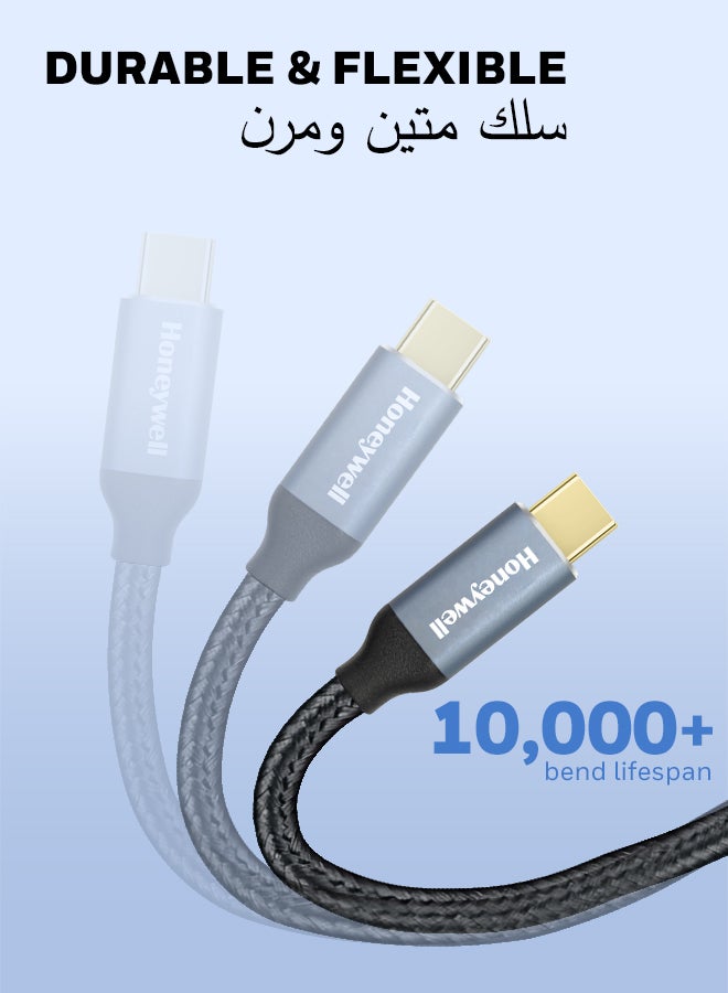 هوني ويل كابل USB 3.1 من نوع C إلى نوع C، 4 أقدام (1.2 متر)، أقصى خرج 5 أمبير 100 واط، QC 3.0، شحن سريع، متوافق مع أجهزة آبل، الهواتف الذكية، أجهزة الكمبيوتر المحمولة، بنوك الطاقة، الأجهزة اللوحية، سماعات الرأس، مكبرات الصوت - - Image 2