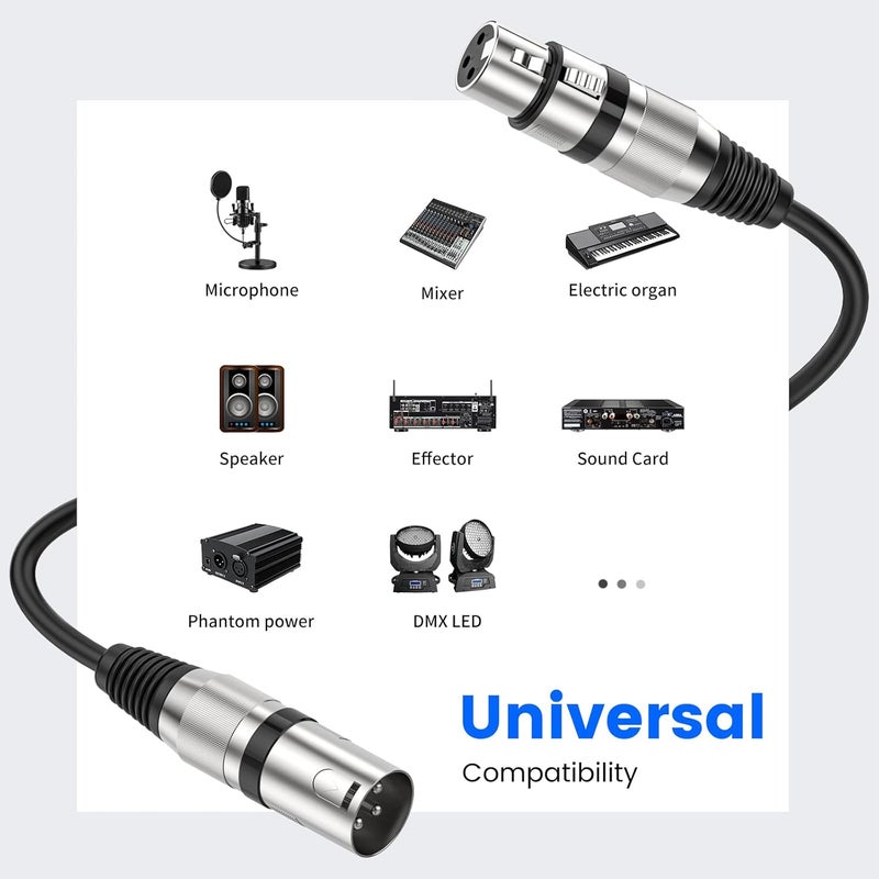 MOSWAG XLR to XLR Cables, 3.28FT/1M XLR Microphone Cable, Mic Cable 3 Pin Balanced Shielded XLR Cable for Speaker Wire, DJ Equipment, Audio Sound Consoles,Recording Studio,Recording Microphones - Image 4