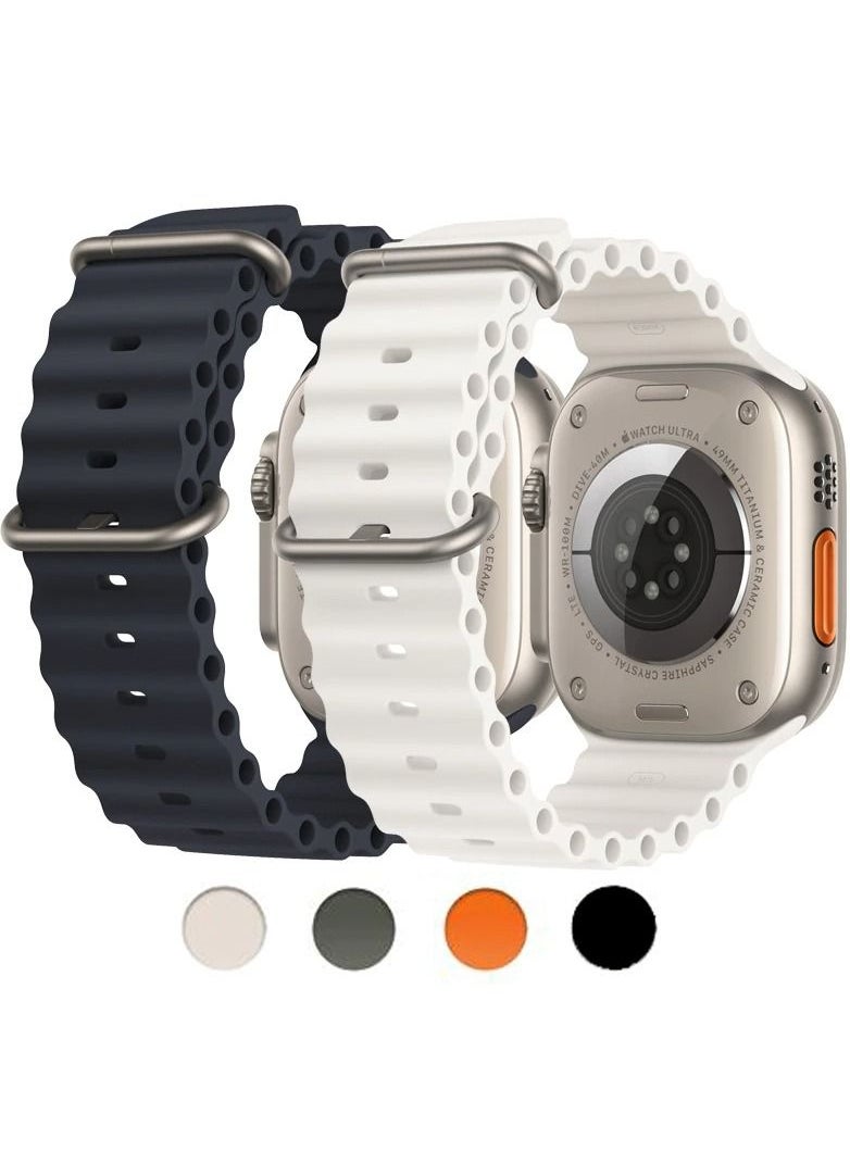 Generic - Compatible with Apple Watch Ultra 49mm 45mm 44mm 42mm Replacement Soft Silicone Strap for iWatch Ultra/Ultra 2 Series 9/8/7/6/5/4/3/2/1 SE - Image 1
