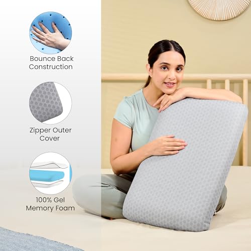 CareFoam Ventilated Cooling Gel Memory Foam Pillow, Orthopedic Pillow for Sleeping & Neck Pain Relief with Premium Removable Zipper Cover | 24x15x5 Inch | King - Pack of 1 - Image 4