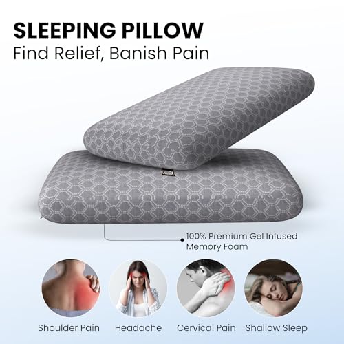 CareFoam Ventilated Cooling Gel Memory Foam Pillow, Orthopedic Pillow for Sleeping & Neck Pain Relief with Premium Removable Zipper Cover | 24x15x5 Inch | King - Pack of 1 - Image 5