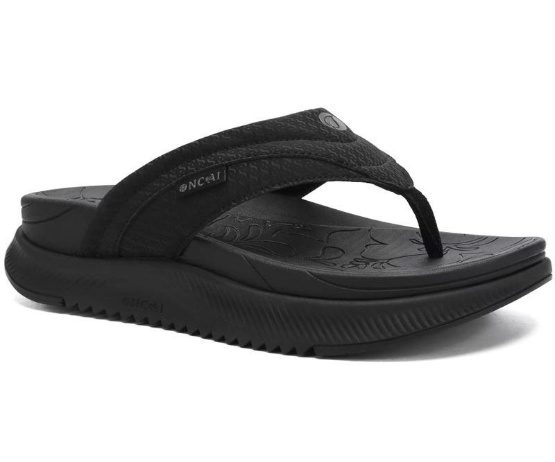 ONCAI Orthopedic Flip Flops Women with Arch Support Ladies Orthotic Recovery Sandals 2025 Comfortable Plantar Fasciitis Slip On Walking Sandal for Womans Indoor Casual Summer Black Size 6 - Image 1