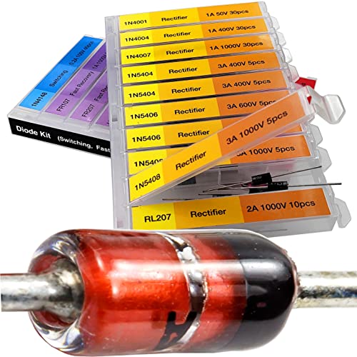 EEEEE16 Value 250 pcs Diode Assortment Kit Contains Rectifier Fast Recovery Schottky Switching Zener Diode Pack of Assorted diodes (16 Types 250 pcs) - Image 1