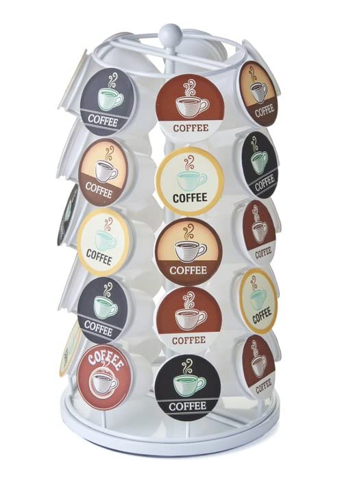 Nifty Solutions Nifty K Cup Holder Compatible with KCups Coffee Pod Carousel 35 K Cup Holder Spins 360Degrees Lazy Susan Platform Modern White Design Home or Office Kitchen Counter Organizer