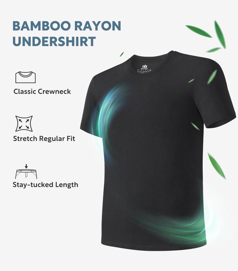 DAVID ARCHY Men's Undershirt Bamboo Rayon Moisture-Wicking T-Shirts Stretch Crewneck Tees for Men, 3-Pack (XL, Black/Dark Gray/Light Gray) - Image 5