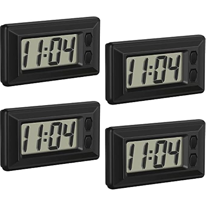TERRIFI 4 Pieces Small Digital Clock Mini Car Clock Lcd Car Dashboard Time Clock Vehicle Electronic Clock For Car Truck Home Desk Office - Image 1