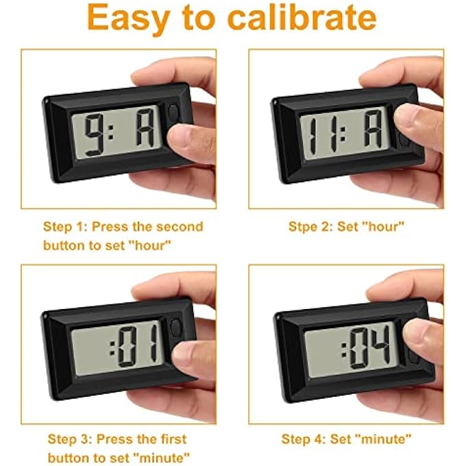 TERRIFI 4 Pieces Small Digital Clock Mini Car Clock Lcd Car Dashboard Time Clock Vehicle Electronic Clock For Car Truck Home Desk Office - Image 3