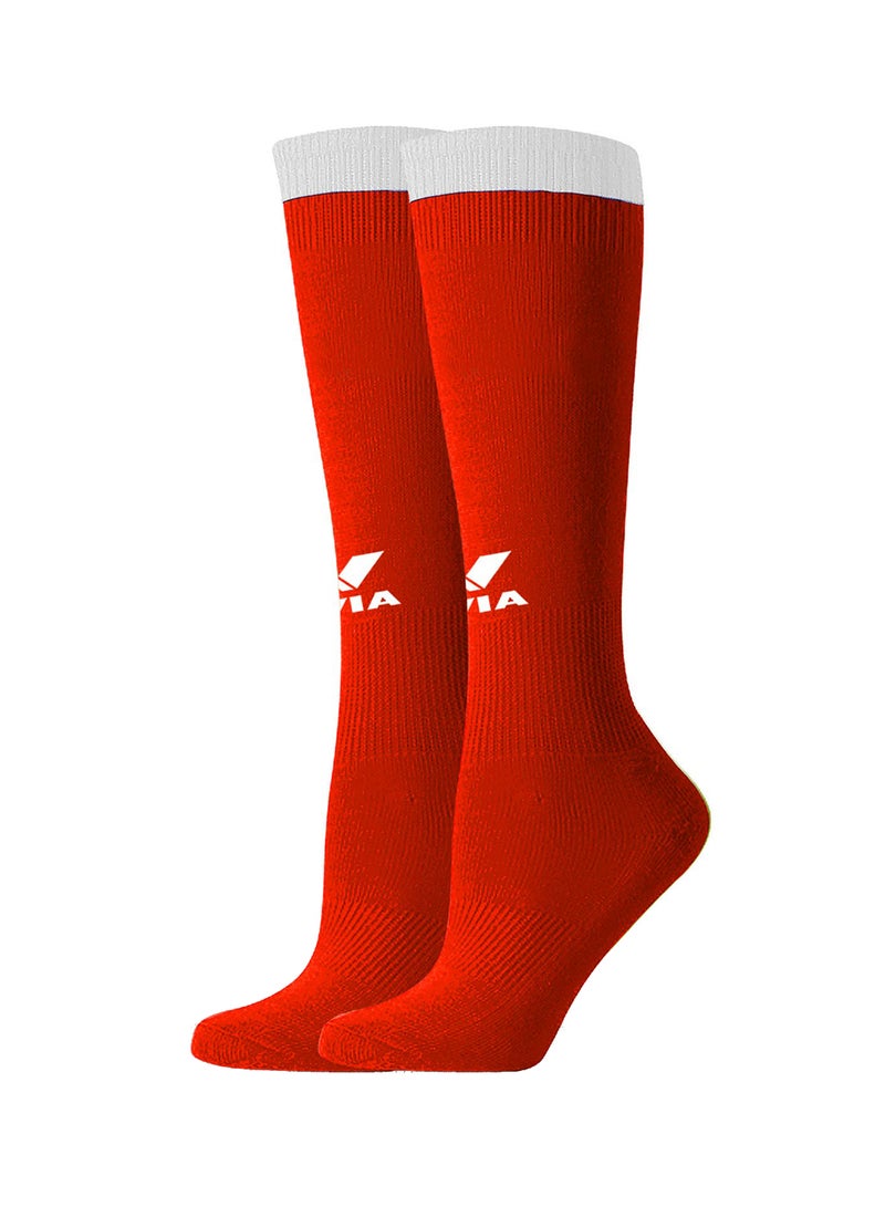 Nivia Footabll Socks(Red, Size - Small) for Men & Women| Polyester |Soccer Socks| Sports Socks| Knee Length Stockings - Image 1