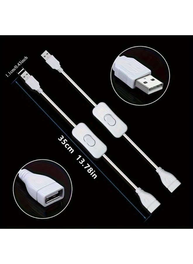 White USB To VGA Adapter Cable With On Off Switch For LED Strip Fan Desk Lamp - Image 2