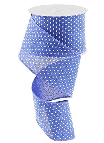 Expressions Royal Blue White Raised Swiss Polka Dots Wired Ribbon 25 Inches x 10 Yards 