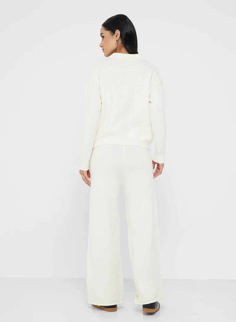 Ginger Basics Polo Kneck Fine Knit Top & Pant Coord Set