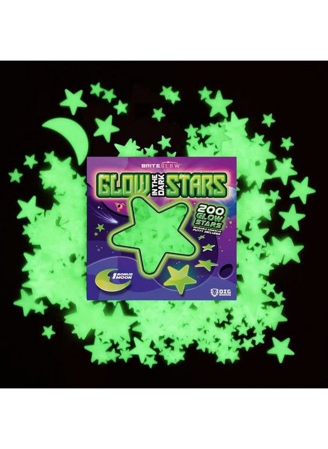 OIG Brands - 200 Pcs Ultra Brighter 3D Glow in The Dark Stars for Ceiling & Walls I Glow Stars for Ceiling with Moon I Glow in The Dark Decorations for Bedroom W/Constellation Map & Reusable Putty I Star Stickers - Image 1
