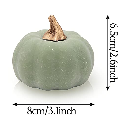 Whaline Artificial Pumpkins Bulk Vintage Green Fake Foam Lifelike Pumpkin for Fall Thanksgiving Halloween Home Party House Kitchen Wedding Decor(12pcs) - Image 2