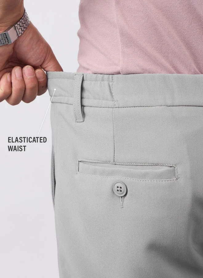 The Souled Store  The Souled Store Men Straight Fit Solid Grey Super Flex Pants  | Best Price UAE