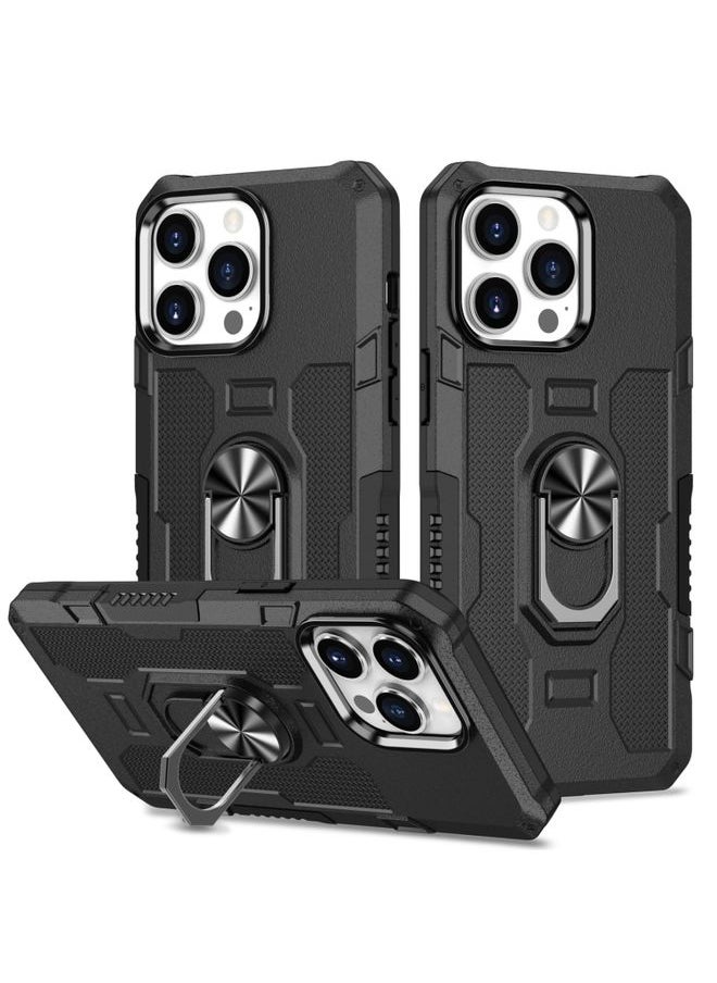 Generic Case Cover For iPhone 13 Pro Ring Holder Armor Hybrid Phone Case Black 