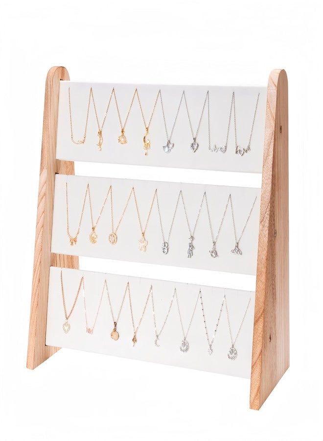 humberboat Necklace Holder 3 Tier Wood Necklace Organizer Stand with White Velvet, Necklace Display Stand for Selling, Chain Necklace Holder Rack for Show, 72 Necklaces Bracelets - Image 1