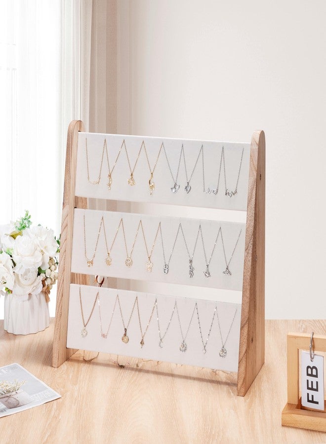 humberboat Necklace Holder 3 Tier Wood Necklace Organizer Stand with White Velvet, Necklace Display Stand for Selling, Chain Necklace Holder Rack for Show, 72 Necklaces Bracelets - Image 5