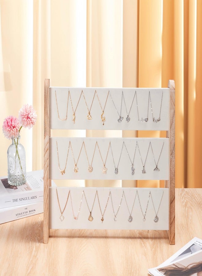 humberboat Necklace Holder 3 Tier Wood Necklace Organizer Stand with White Velvet, Necklace Display Stand for Selling, Chain Necklace Holder Rack for Show, 72 Necklaces Bracelets - Image 4