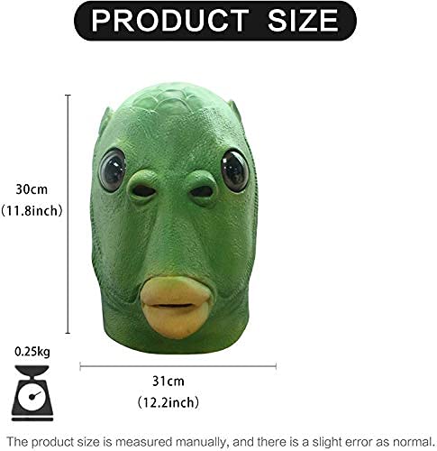 MOLEZU Green Fish Mask for Adult, Realistic Latex Full Head Funny Costume for Halloween Carnival Party Animal Cosplay Prop. - Image 5