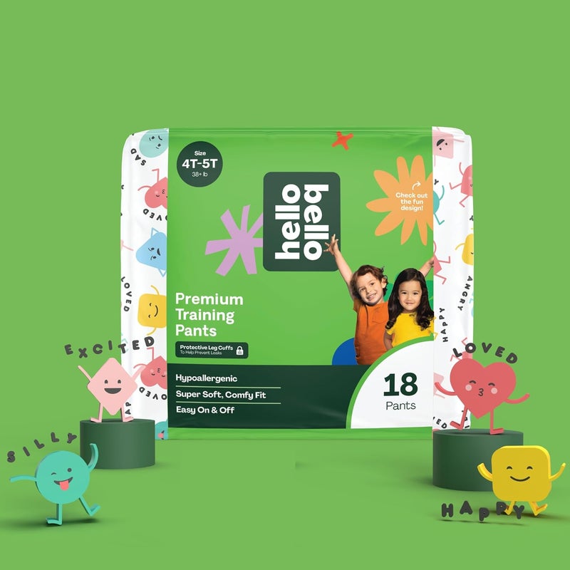 Hello Bello Premium Training Pants 4T-5T, All About Feelings Design, 18ct Jumbo Pack - Image 2