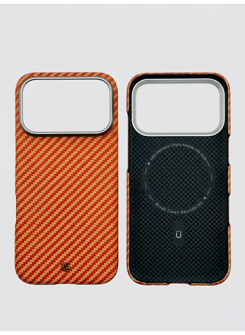 FIFTH ELEMENT AURA Aramid Air MagSafe Case for iPhone 17 Pro Max, Ultra-Thin Kevlar-Style Grip Cover – Orange - Image 3