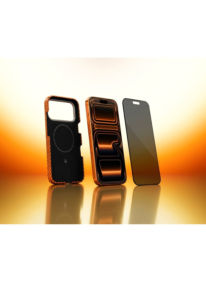 FIFTH ELEMENT AURA Aramid Air MagSafe Case for iPhone 17 Pro Max, Ultra-Thin Kevlar-Style Grip Cover – Orange - Image 2