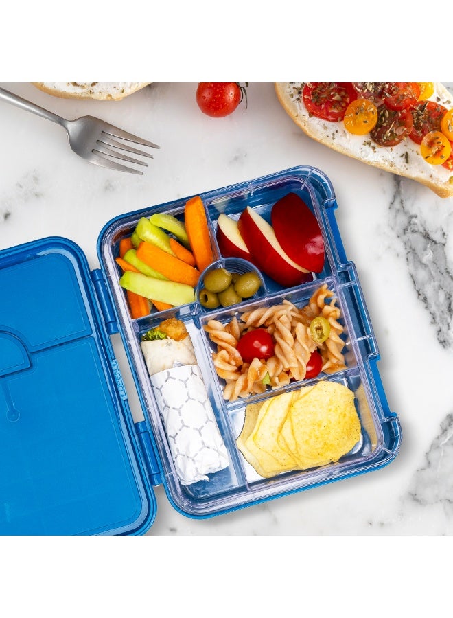 Eazy Kids Eazy Kids 6 & 4 Convertible Bento Lunch Box w/ Lunch Bag, Sandwich Cutter Set - T-Rex Blue - Image 5