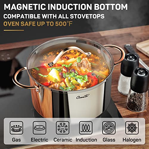 Ciwete 8 Quart Stock Pot, 3 Ply Whole Clad Stainless Steel Stock Pot, 8 QT Cooking Pot with Lid, Induction Pot for Cooking, 18/10 Stainless Steel Cookware Stockpots Oven, Gas and Dishwasher Safe - Image 4