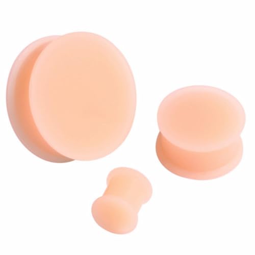 Decentraland 2 Pcs Flesh Skin Tone Silicone Ear Gauge Plugs Body Piercing Jewelry 0g(8mm), StyleA - Image 2