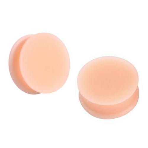 Decentraland 2 Pcs Flesh Skin Tone Silicone Ear Gauge Plugs Body Piercing Jewelry 0g(8mm), StyleA - Image 1