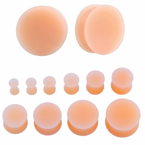 Decentraland 2 Pcs Flesh Skin Tone Silicone Ear Gauge Plugs Body Piercing Jewelry 0g(8mm), StyleA - Image 4
