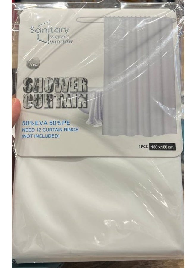 Waterproof bathroom shower curtain, plain, size 180*180 cm, white color - Image 3