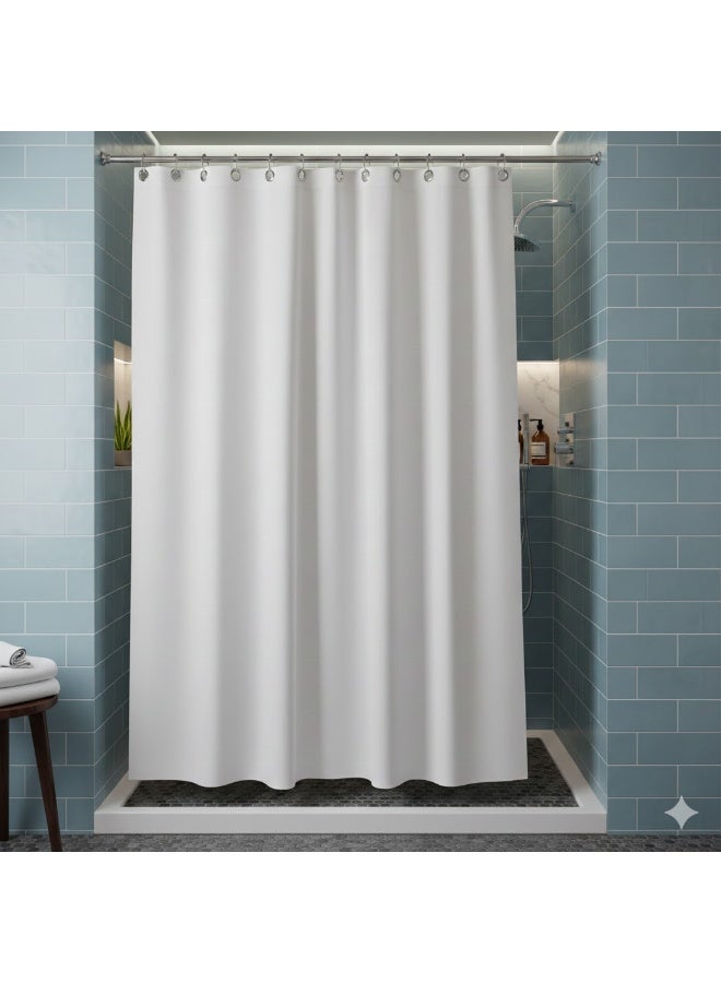 ستارة بانيو للحمام مقاومه للمياه ساده لون ابيض - Image 2