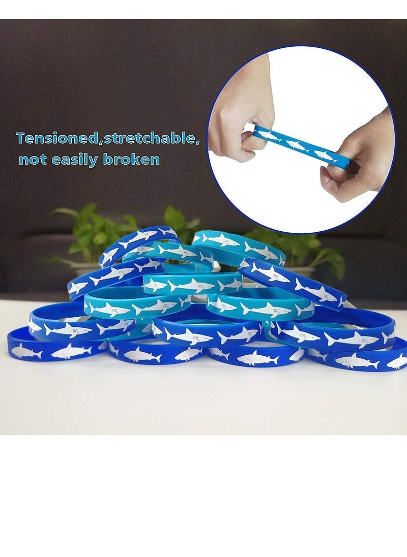 Excefore - Sport Wristbands, 24 Pcs Blue Silicone Rubber Bracelets for Fitness Wearing Wristband with Shark Motif - Image 1